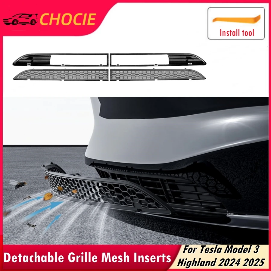 

Detachable Grille Mesh Inserts for Tesla Model 3 Highland 2024 2025 Front Air Inlet Vent Grille Cover Replacement Accessories