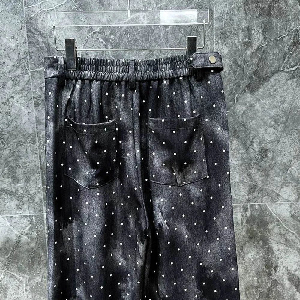 Mens Autumn Trousers Polka Dot Tie-Dye Casual Pant Streetwear Fashion Contrast Color Stage Performance Straight Pants Men'S Wear