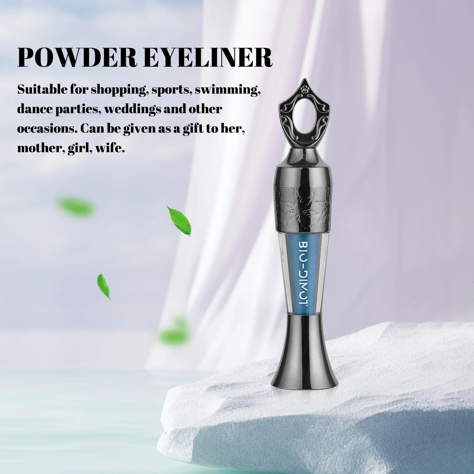 Wasserfester und wischfester blauer Puder-Eyeliner – langanhaltende, intensive Farbe zum Schwimmen, Partys, tägliches Make-up (2 g) BIO-DIMOT