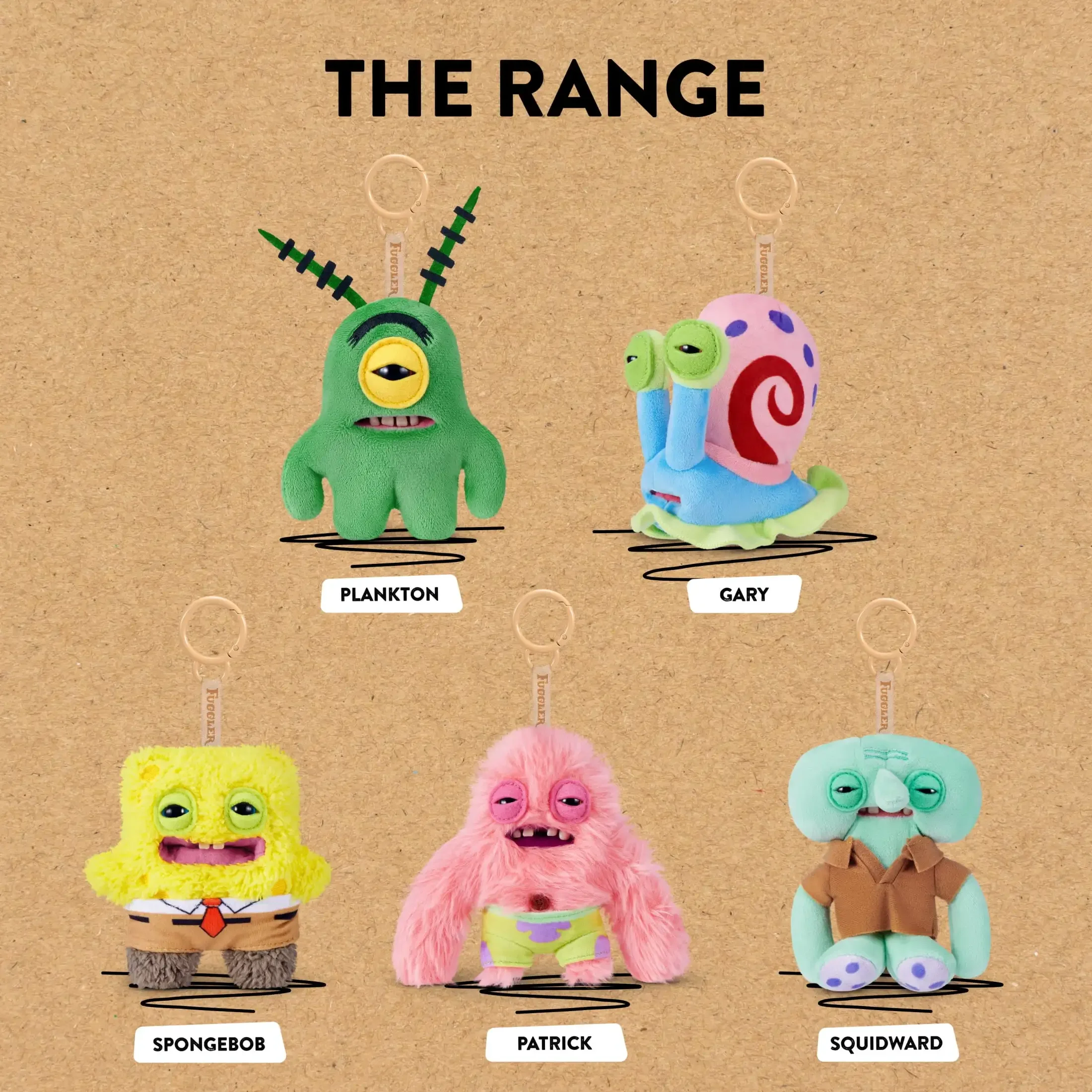 Llavero de peluche original de Bob Esponja: Patrick Estrella, Calamardo Tentáculos, Sheldon J. Plankton y otros personajes de la serie.