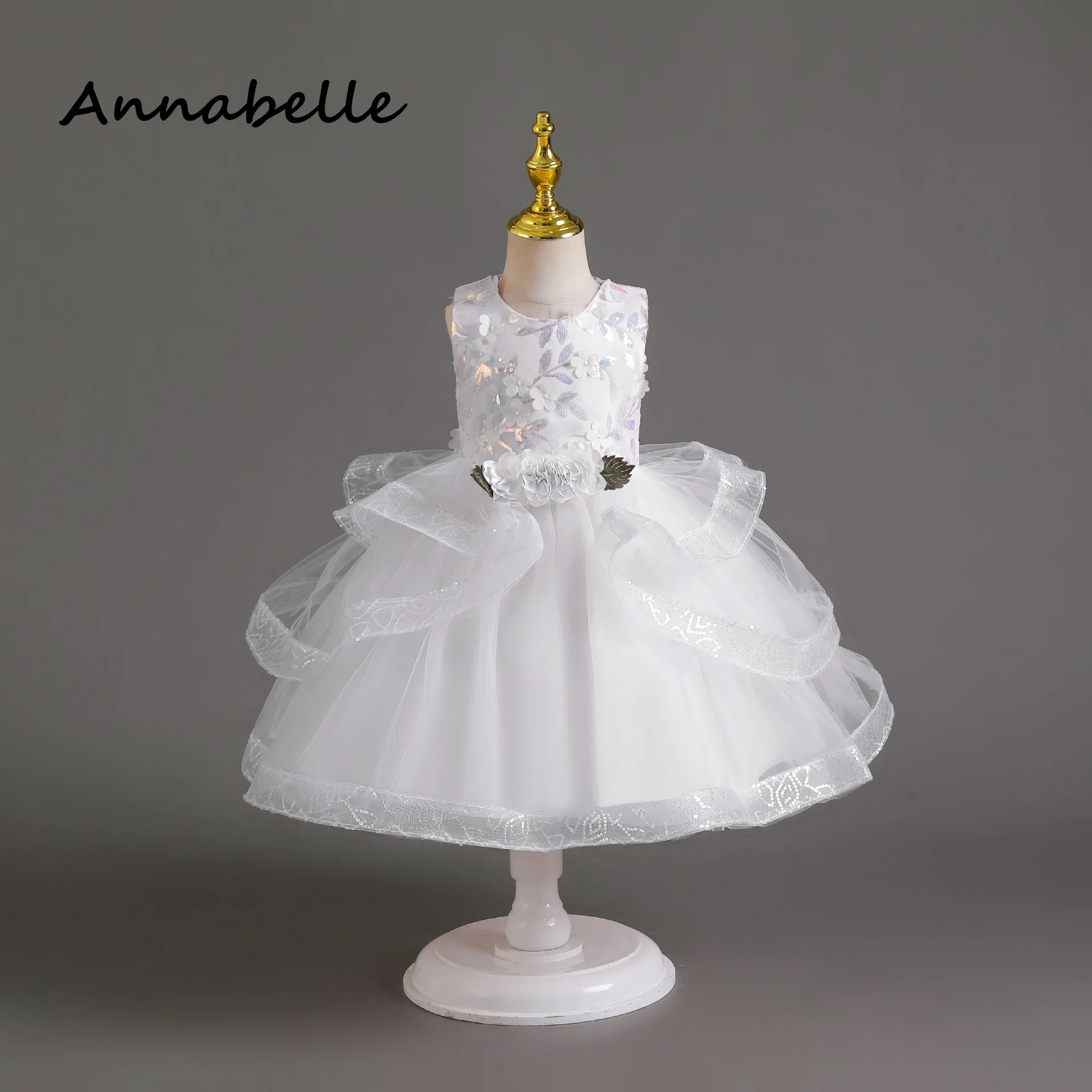 Annabelle Flower Baby Girl Bow Dress For Weddings Party Dress Kids Baby Birthday Princess Dresses Children mädchen kleid