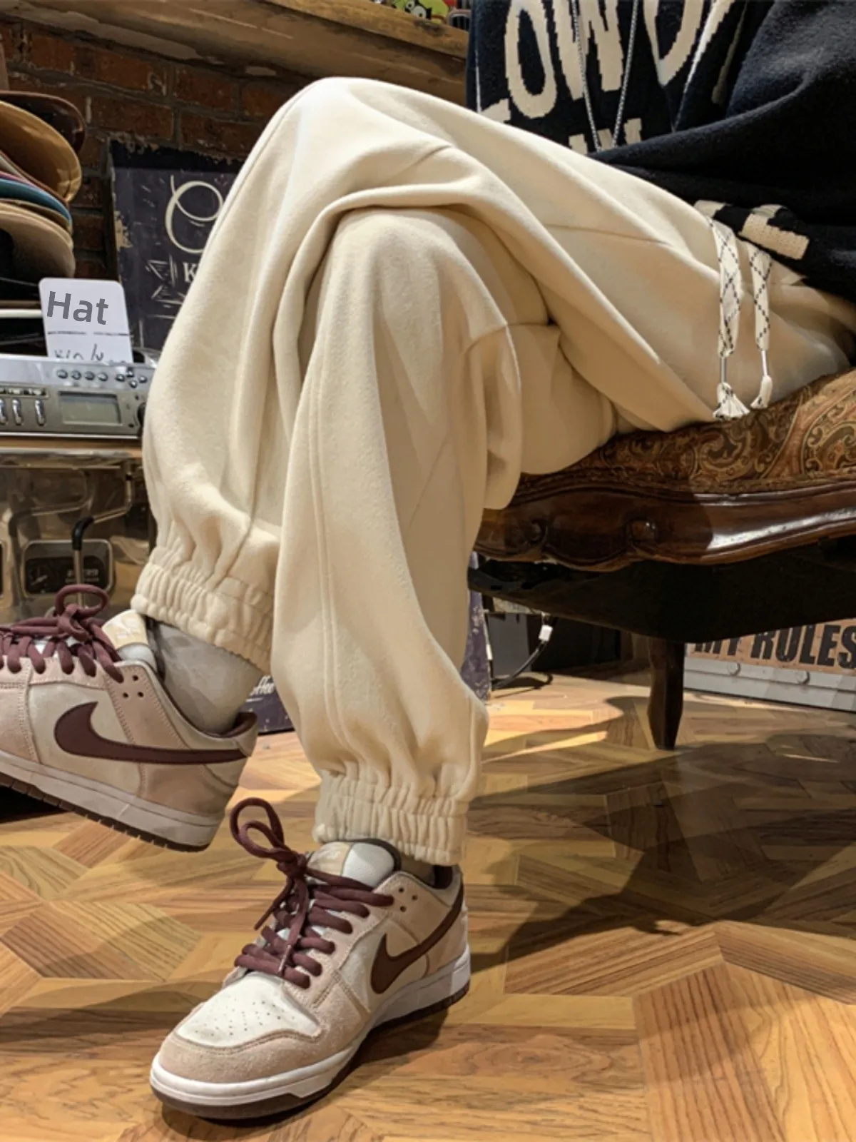 

Мужские твидовые брюки в американском ретро-стиле, осенние, модные, молодежные, спортивные, длинные, свободные, с манжетами, в стиле хип-хоп, джоггеры