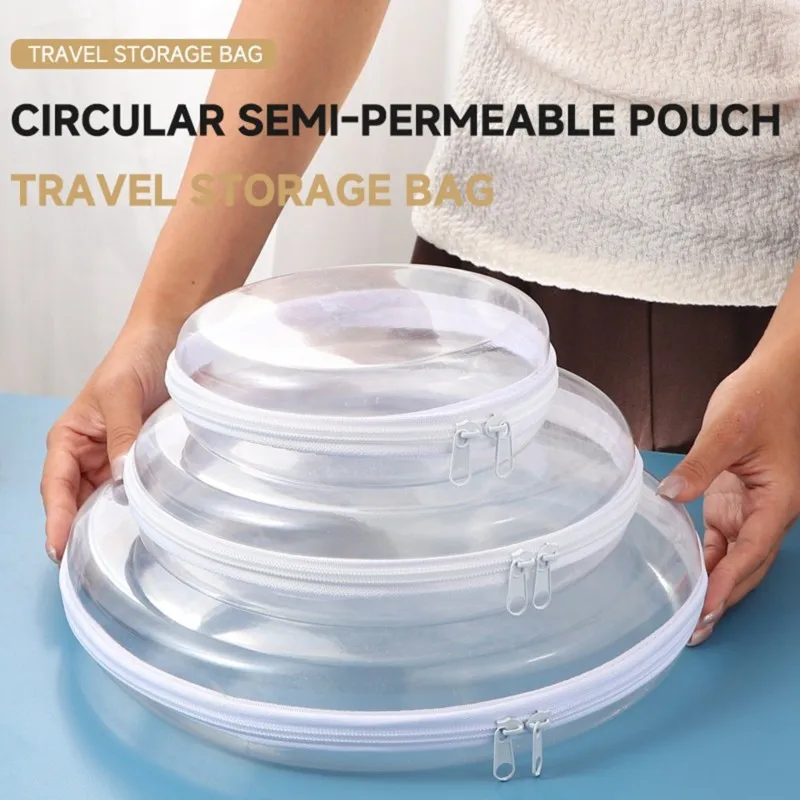 USER FRIENDLY-3PCS Clear Round Hard Shell Organizer Cases,Rigid PET Organizers With Multi-Size Design For Cosmetics, Travel