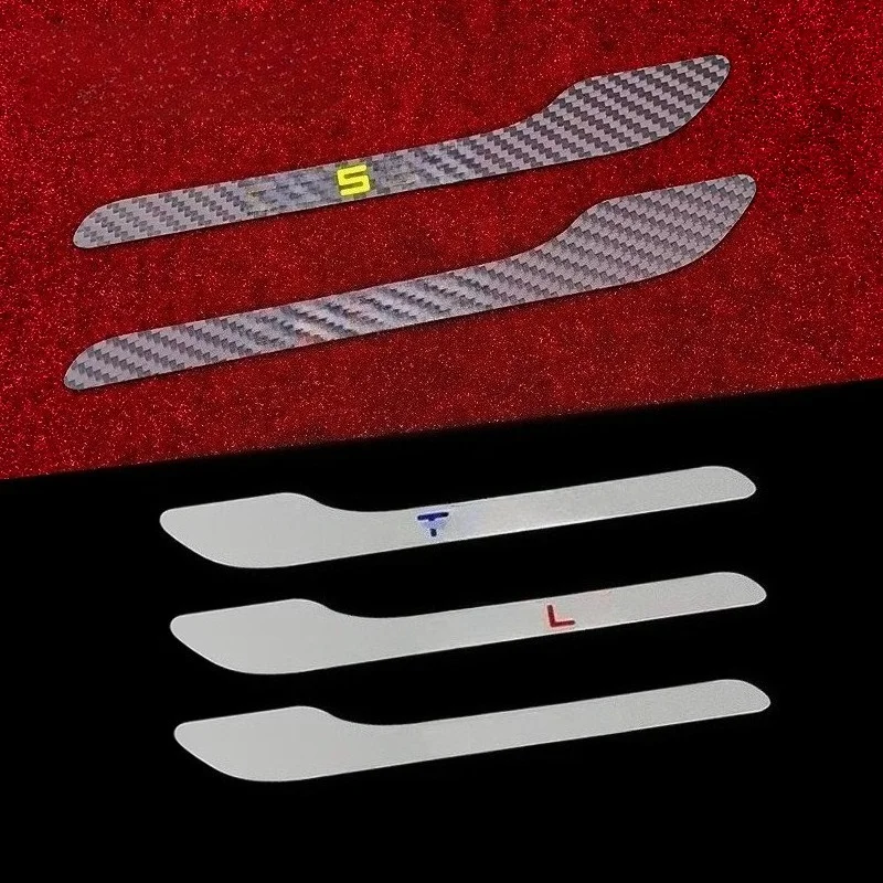 Door Handle Patch Aluminum Alloy Scratch-resistant Carbon Fiber Modified Decorative Accessories Suitable for Tesla Model 3Y