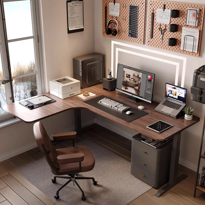 

Solid wood corner desk Electric lifting table Intelligent computer table Study table Household lL corner office workbench