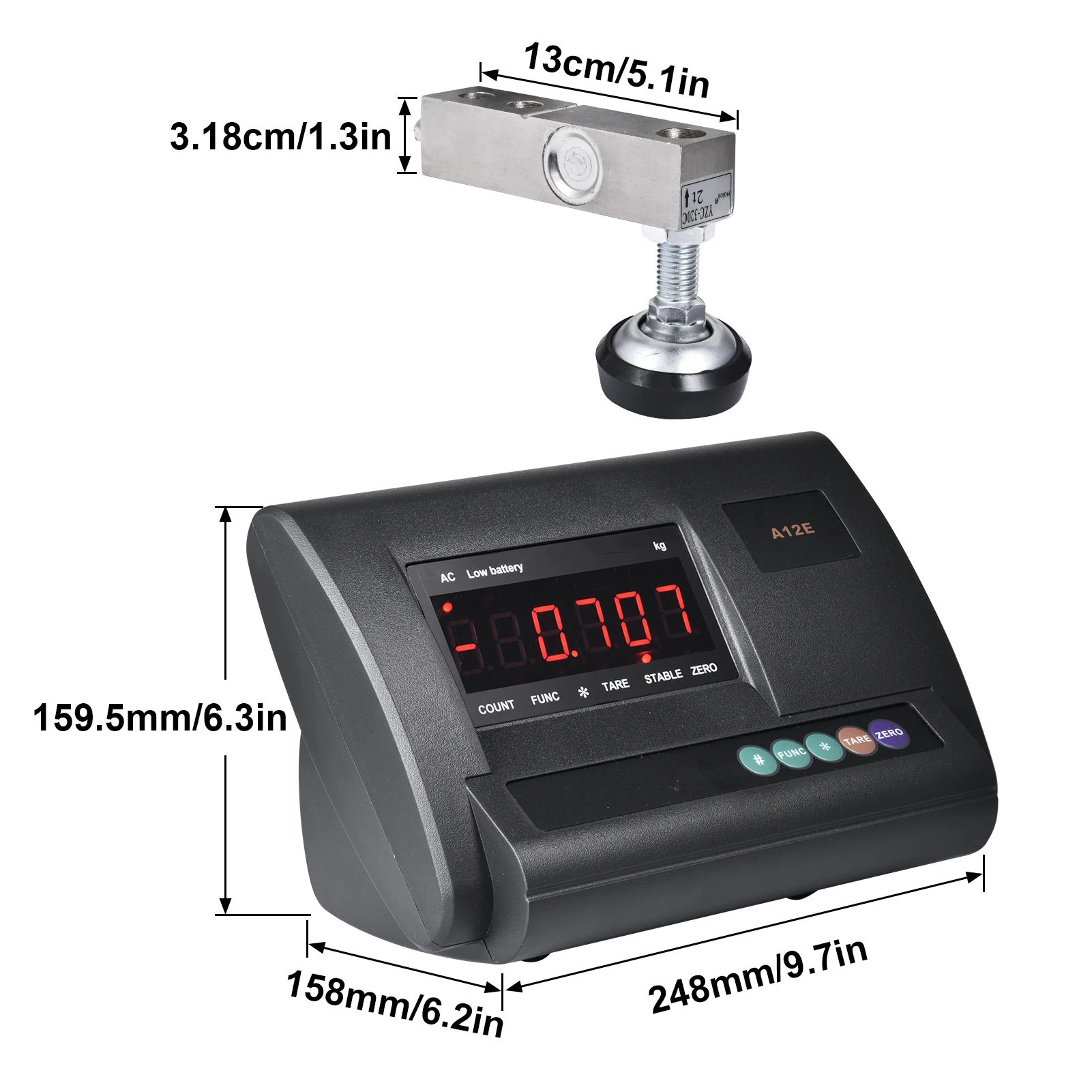 10000lb Capacity Livestock Scale, Precision Livestock Floor Scale Kit with 4 Two-Ton Sensors, Junction Box for Cattle Sheep Horse, Livestock Scale Kit