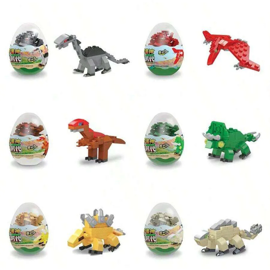 Zdeformowane klocki dla dzieci Dinozaury Twist Egg Zabawka do montażu dla dzieci Triceratops Sześć jajek Może zrobić duży dinozaur