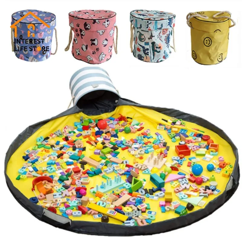 

New Multi-functional Lego Block Children's Quick Storage Bucket Toy Organizer Fabric Clothing Items Storage Bag Non-toxic Safe