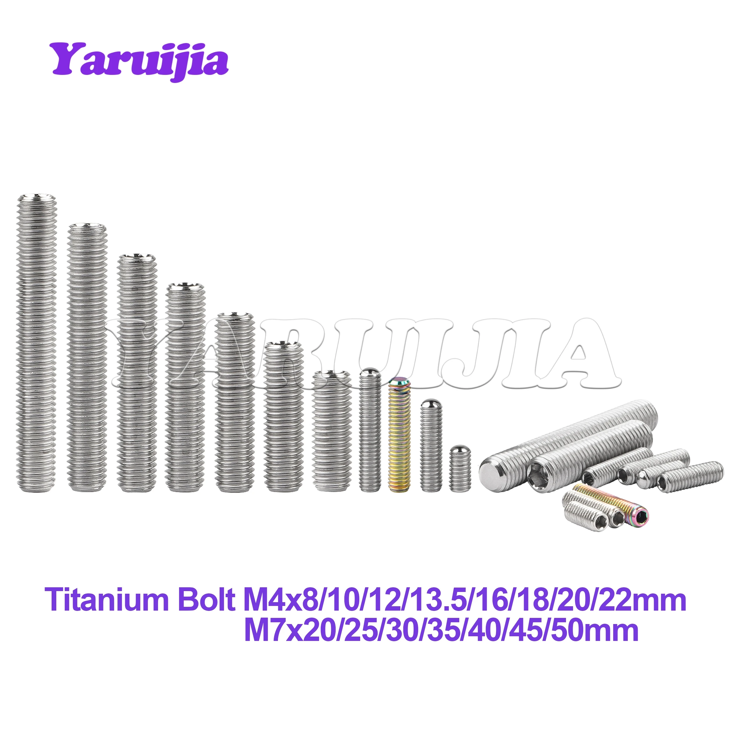 

Yaruijia Titanium Bolt M4x8/10/12/13.5/16/18/20/22mm M7x20/25/30/35/40/45/50mm Hex Socket Headless Screw