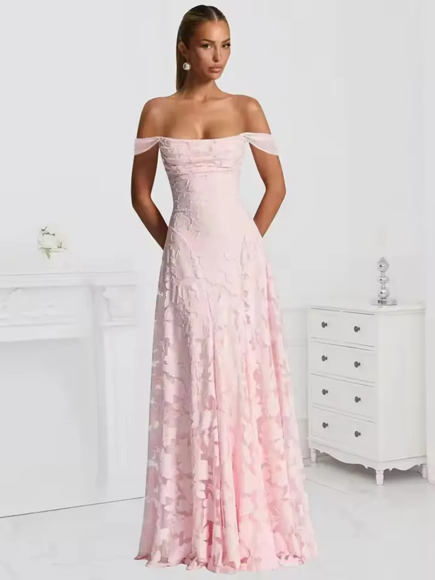 الدانتيل فساتين لحضور الحفلات الموسيقية للنساء قبالة الكتف ألف خط طويل فستان الزفاف الرسمي وصيفة الشرف vestidos de fiesta elegantes مخصص #3