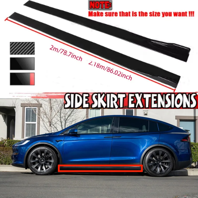 

FOR Tesla Model X 2M Car Side Skirt Extension Plate Lip Separator Bumper 2.18M Racing Side Spoiler