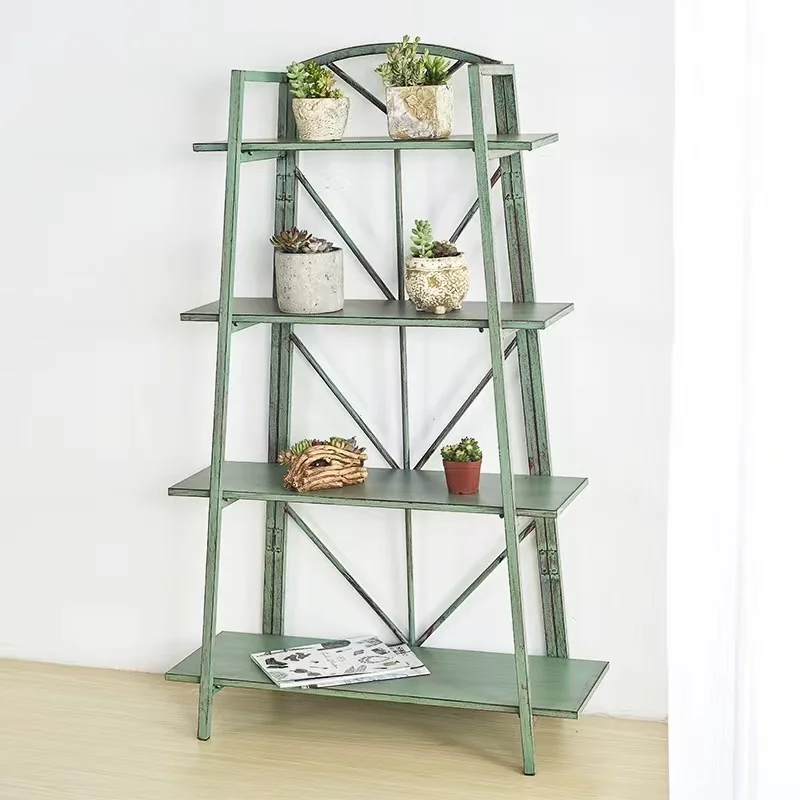 

Популярная американская сельская ретро кованая железная трехслойная подставка для цветов, балкон, уличный модный магазин, украшение, витрина