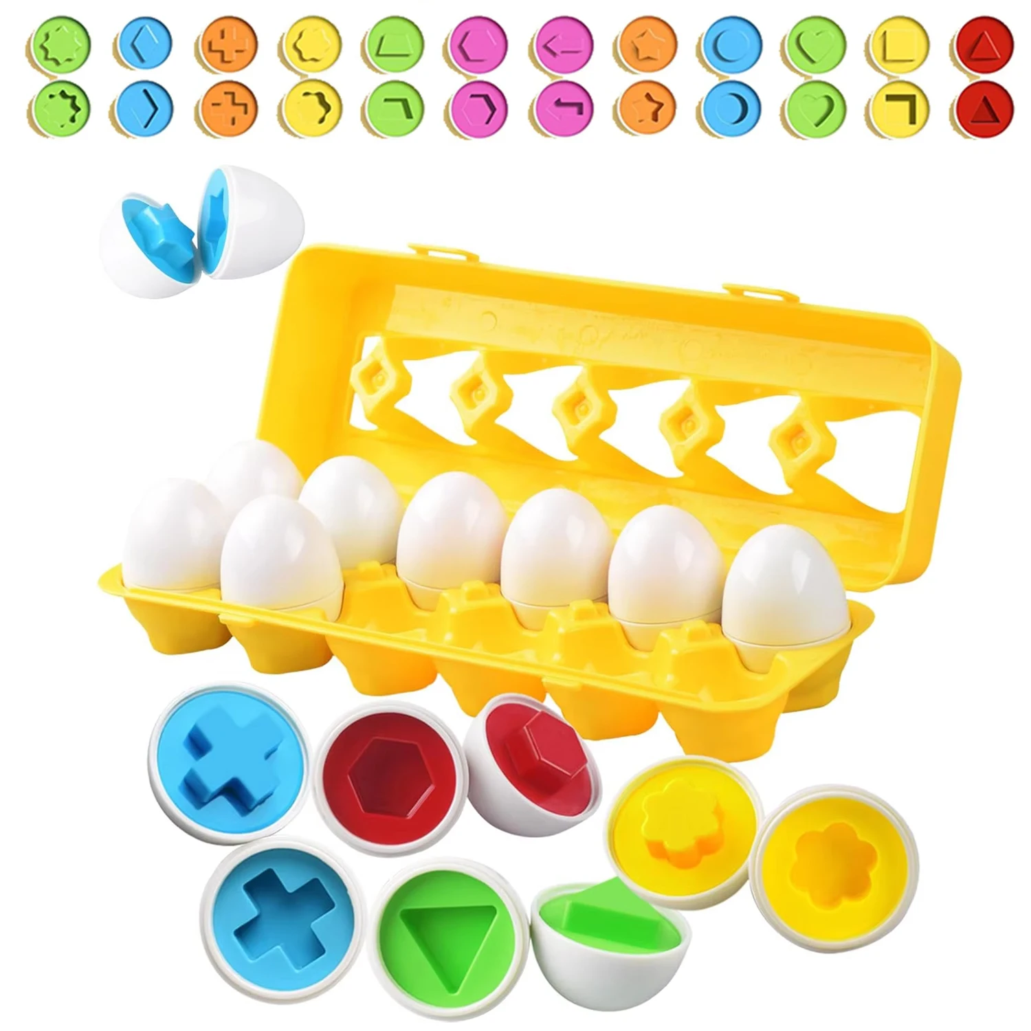 12PCS Shape Eggs Montessori Educational Toys Color Shape Recognize Matching Toddler Intelligent Learning Children Boy Girl Gift