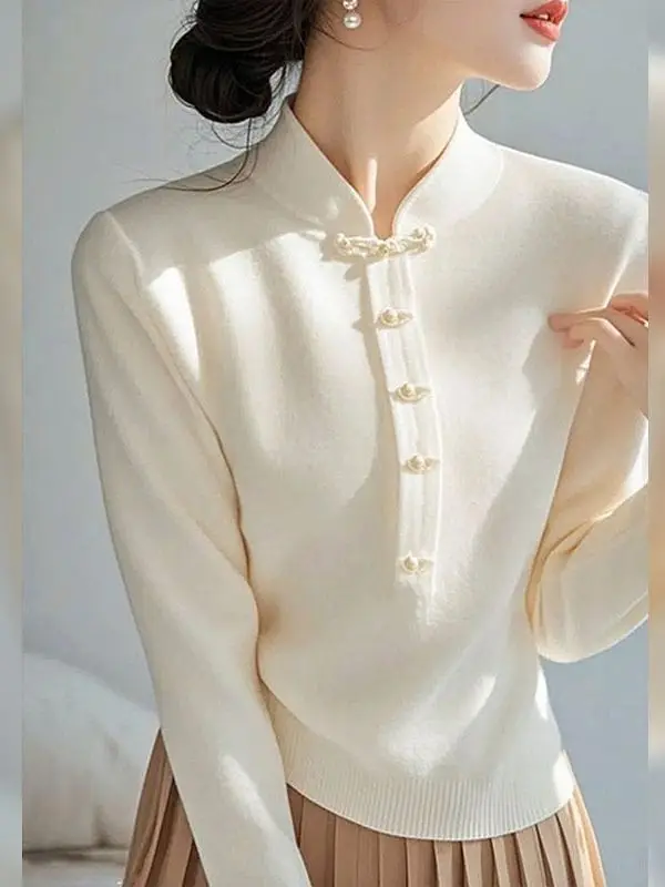 جديد الصينية Sle ضوء الاتجاه الوطني f عالية طوق سترة المرأة محبوك قاعدة irt تخفيف Sle سليم صالح طويل Sve #2