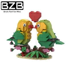 BZB MOC Parrot Yuanyang Duck Valentine's Lovebirds Toy Building Blocks Kit Heart Box Brick Model Wedding Lovers Girl Best Gifts