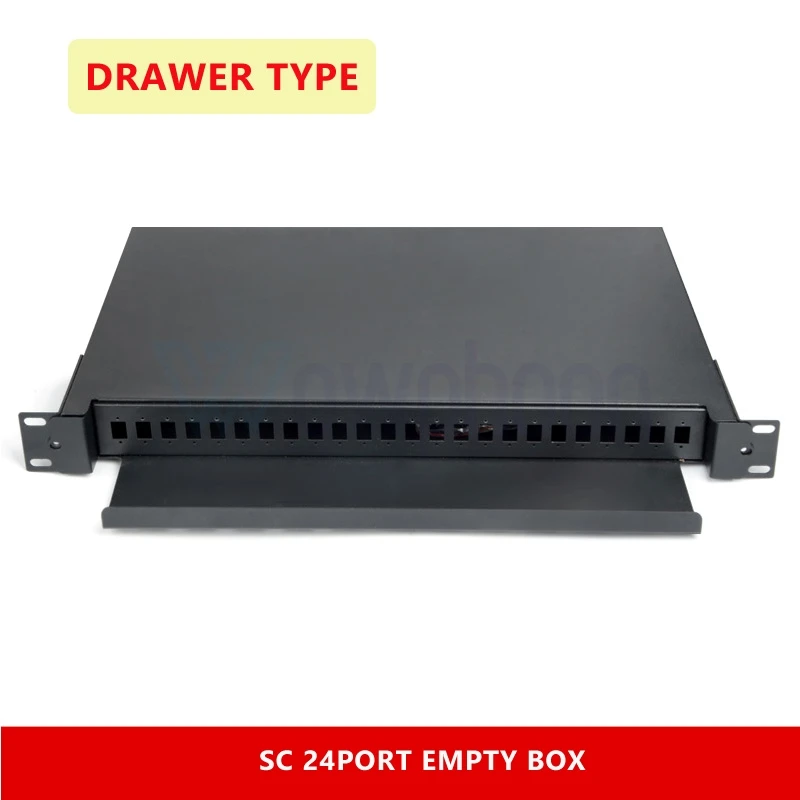 

Fiber Optic Patch Panel, Distribution Frame Empty Box Drawer Type 24 Port, FTTH, ODF, 1U Termination Box ST, SC, FC, LC FTTH DIY