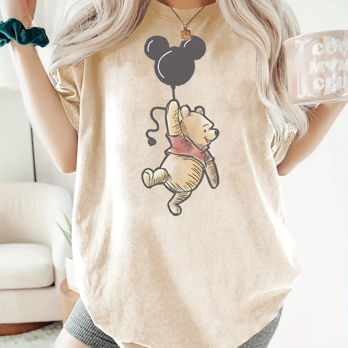 

Футболка Disney с Винни-Пухом, хлопковая мужская и женская уличная одежда, повседневная модная свободная одежда большого размера с короткими рукавами, унисекс, наряд для мероприятий