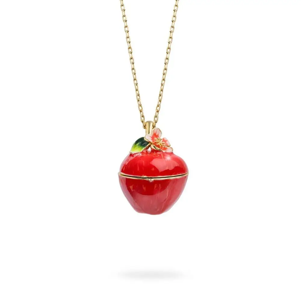 Openable Locket Pendant Necklace Hidden Animal Strawberry Glazed Fruit Choker Regular Box Charm Gold Clavicle Chain