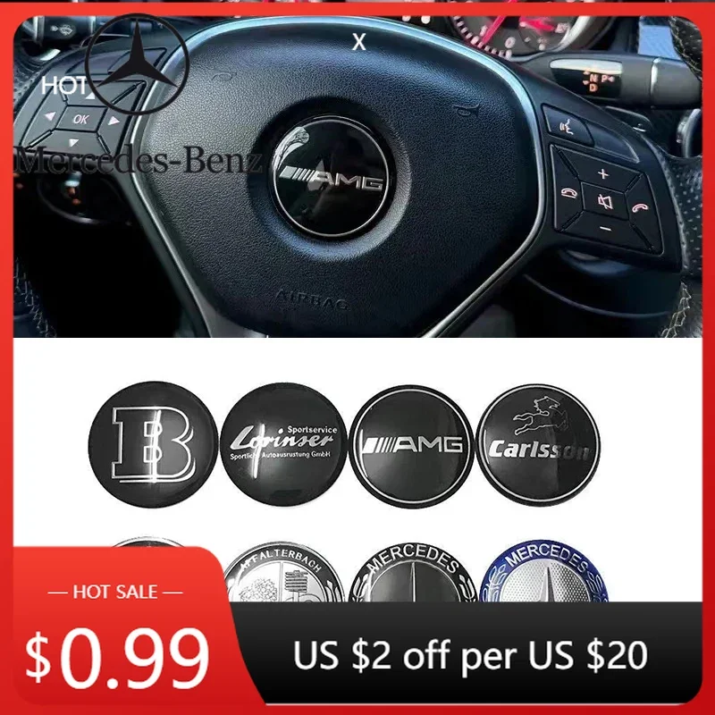 

Car Sticker 1PCs Steering Wheel Badge Emblem Decorative Sticker For Mercedes benz AMG C E S GLE CLC Class W204 W203 W205 W124 W2
