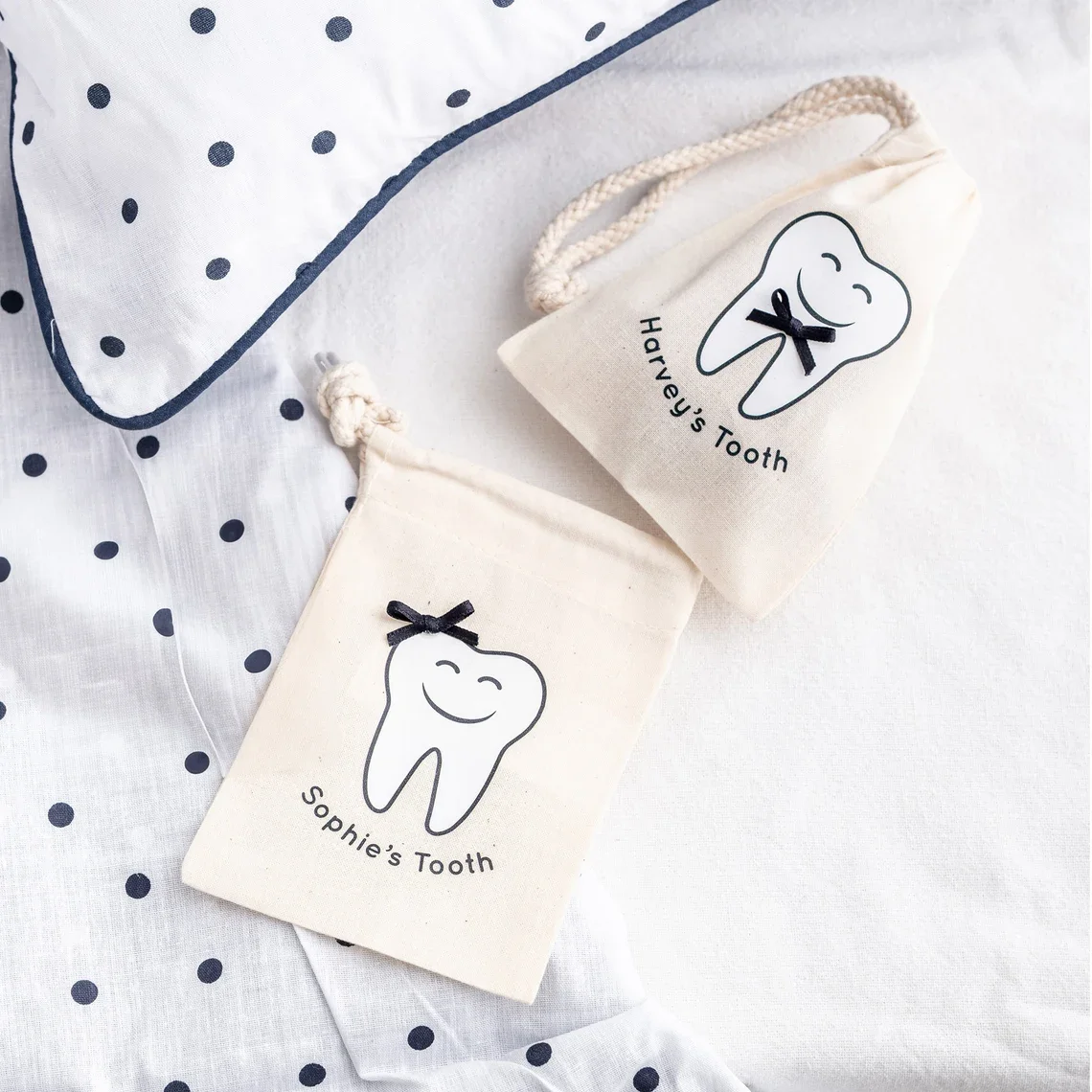 Personalised Tooth Bag Custom Name Lost Tooth Keepsake Box Fairy Bag for Children First Tooth Wobbly Baby Shower Birthday Gift