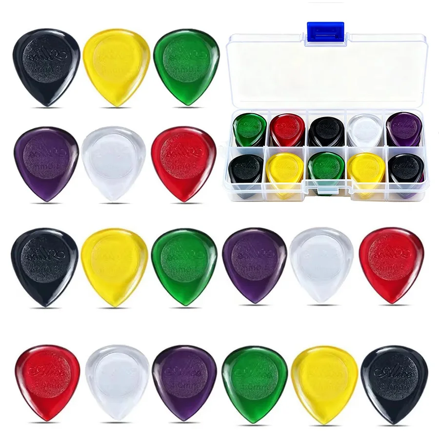 30/50Pcs Guitar Picks Bulk, Waterdrop Picks Smooth Flexible Plectrums with Case for String Instruments & Daily Practice TMZ