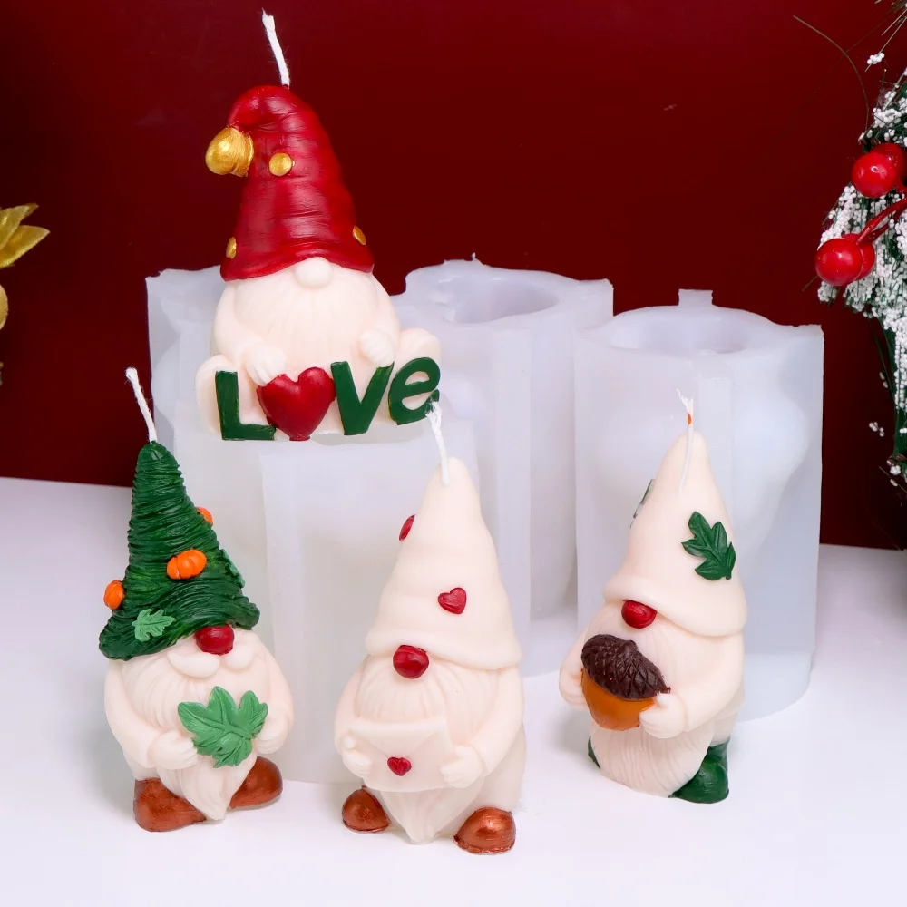 3D Tannenzapfen Gesichtsloser Weihnachtsmann Silikon Kerzenform Weihnachtsmann Seifenform Aromatherapie Gips Seife Backform für Weihnachten