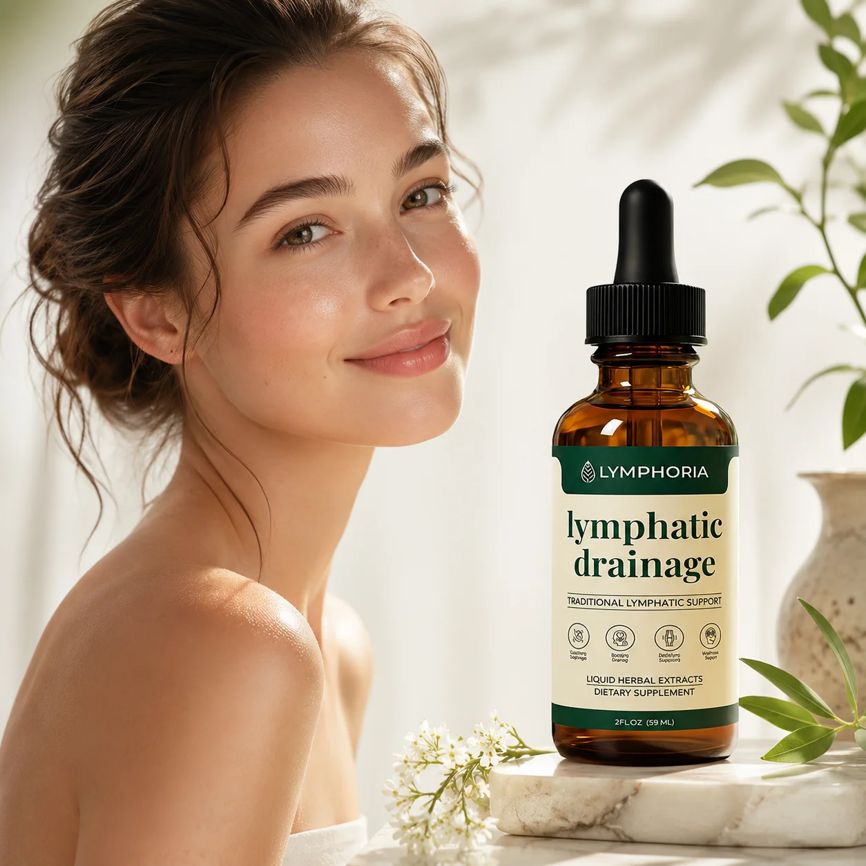Natural Lymphatic Drainage Liquid Drops Herbal Formula Gentle Daily Care Circulation Support Swelling and Discomfort Relief