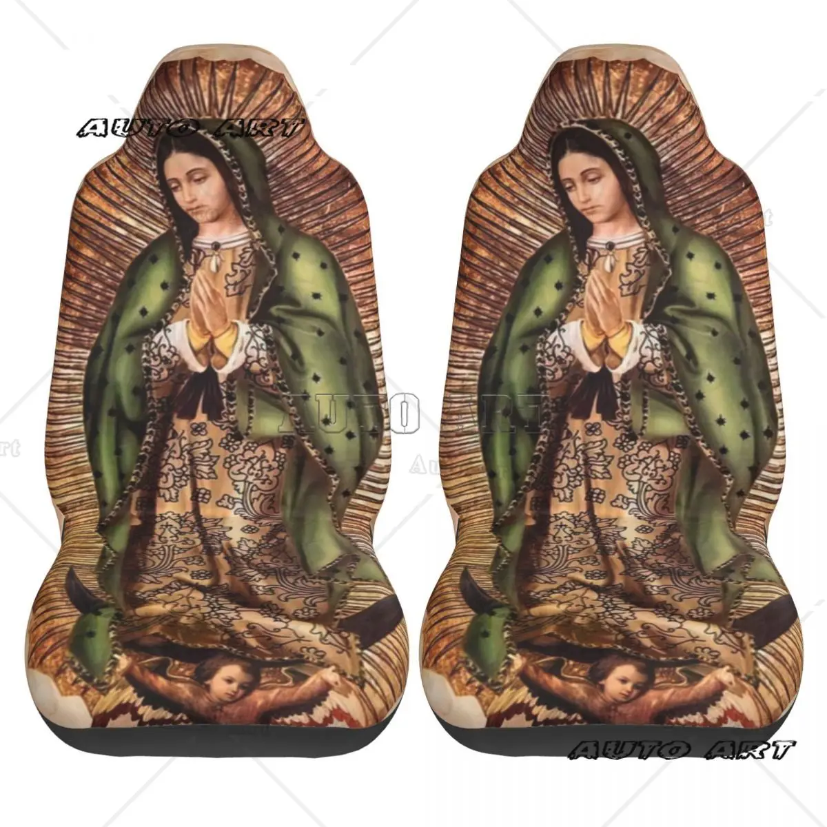 Blessed Mother Mary Car Seat Cover Custom Printing Universal Front Protector Accessories Cushion Set