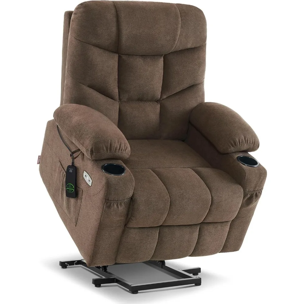 

Power Lift Recliner Chair with Extended Footrest for Elderly People, Fabric 7287 (Brown, Medium-Regular)