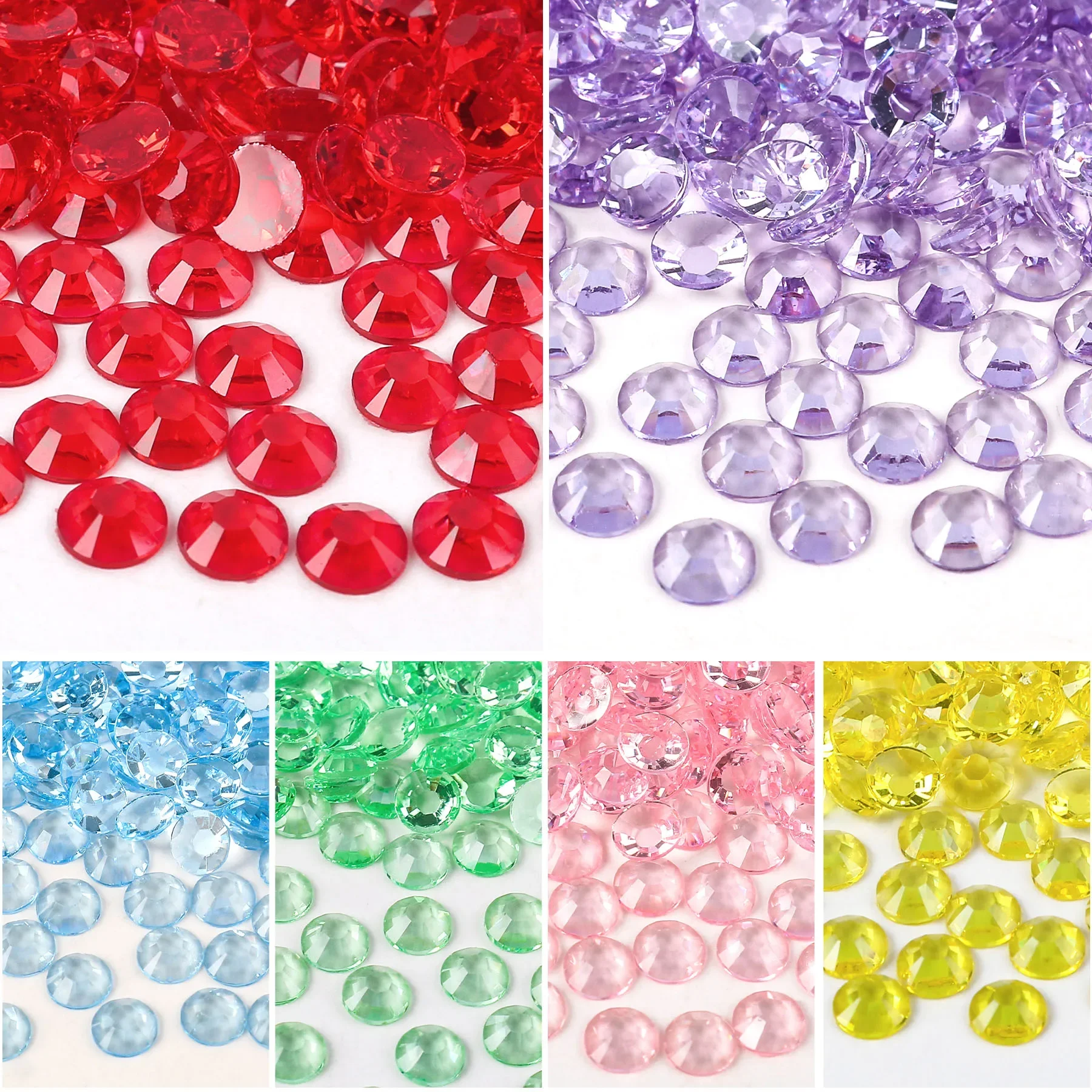 

Wholesale Bulk Package 2mm-6mm Glitter Transparent Resin Rhinestones Flatback Crystal Stones Aplique Non Hotfix Strass