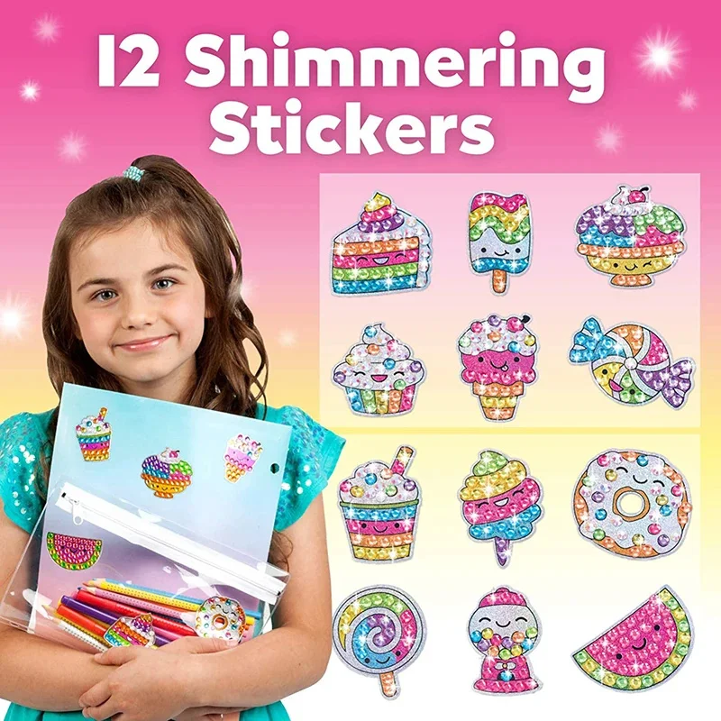 Kids DIY Painting Stickers Kits Handmade Decor Mosaic Sticker Paint By Numbers Kit Art Craft For Girls Boys Gift