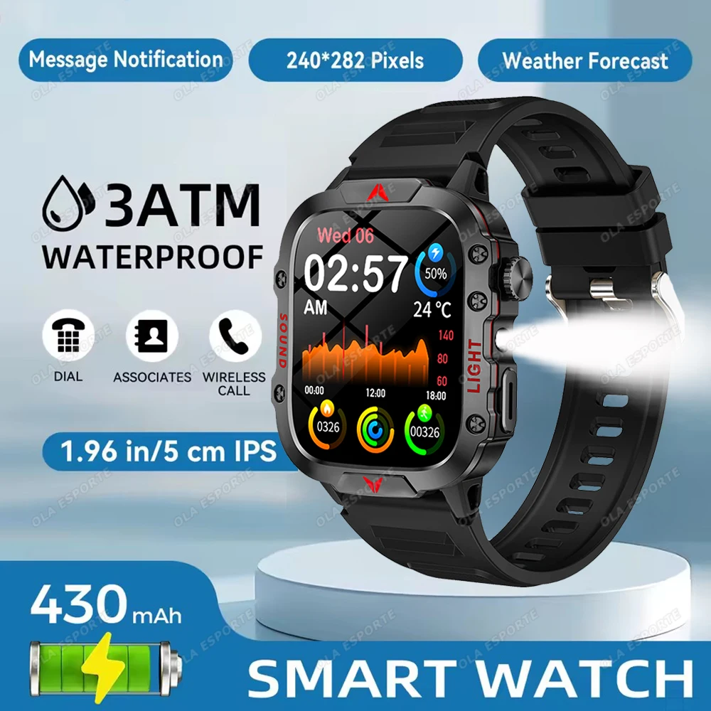 

Светодиодный фонарик Смарт-часы AMOLED-экран Bluetooth Call Мужские умные часы 100 + спортивные режимы Фитнес-часы Спортивные часы на открытом воздухе Новые