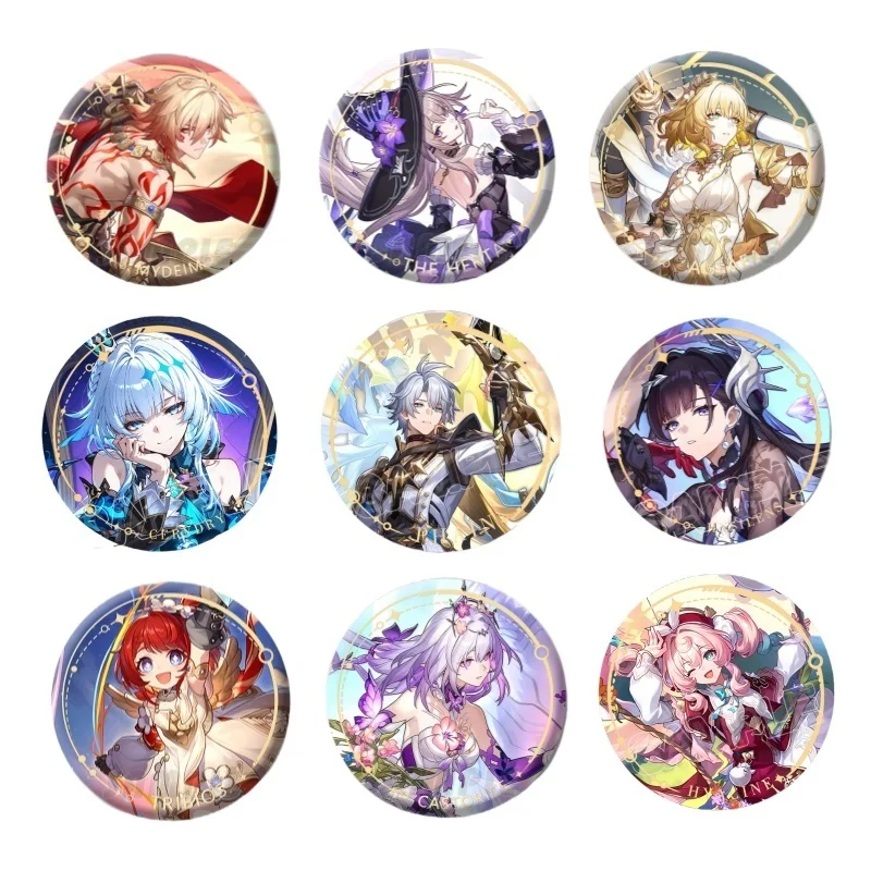 New Honkai Star Rail Figure Badges Phainon Cerydra Helektra Round Brooch Pin Clothing Bag Lapel Collectible Souvenir Soft Gift