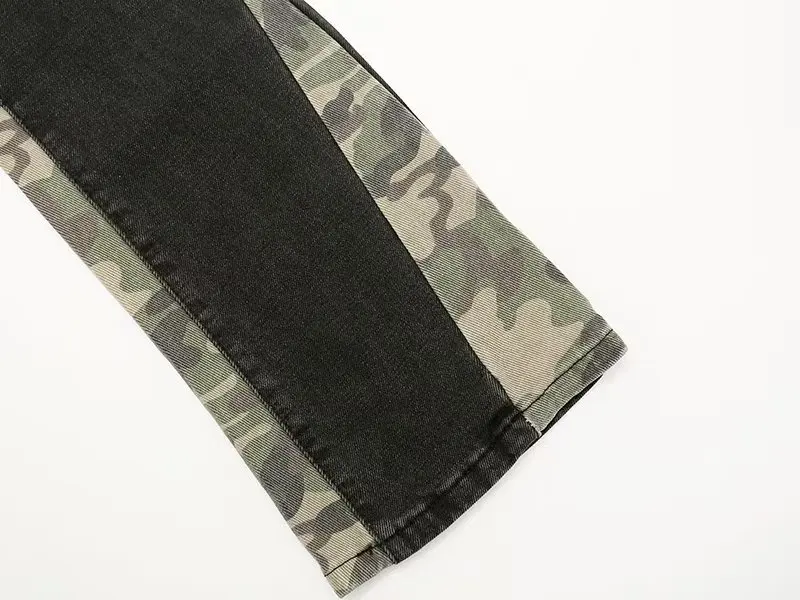 2026 Cooles Design Camouflage Patchwork Gerade Herren-Jeans Y2K Kleidung Hip-Hop Gewaschene Schwarze Lässige Lange Hosen Ropa Hombre – Detail 24