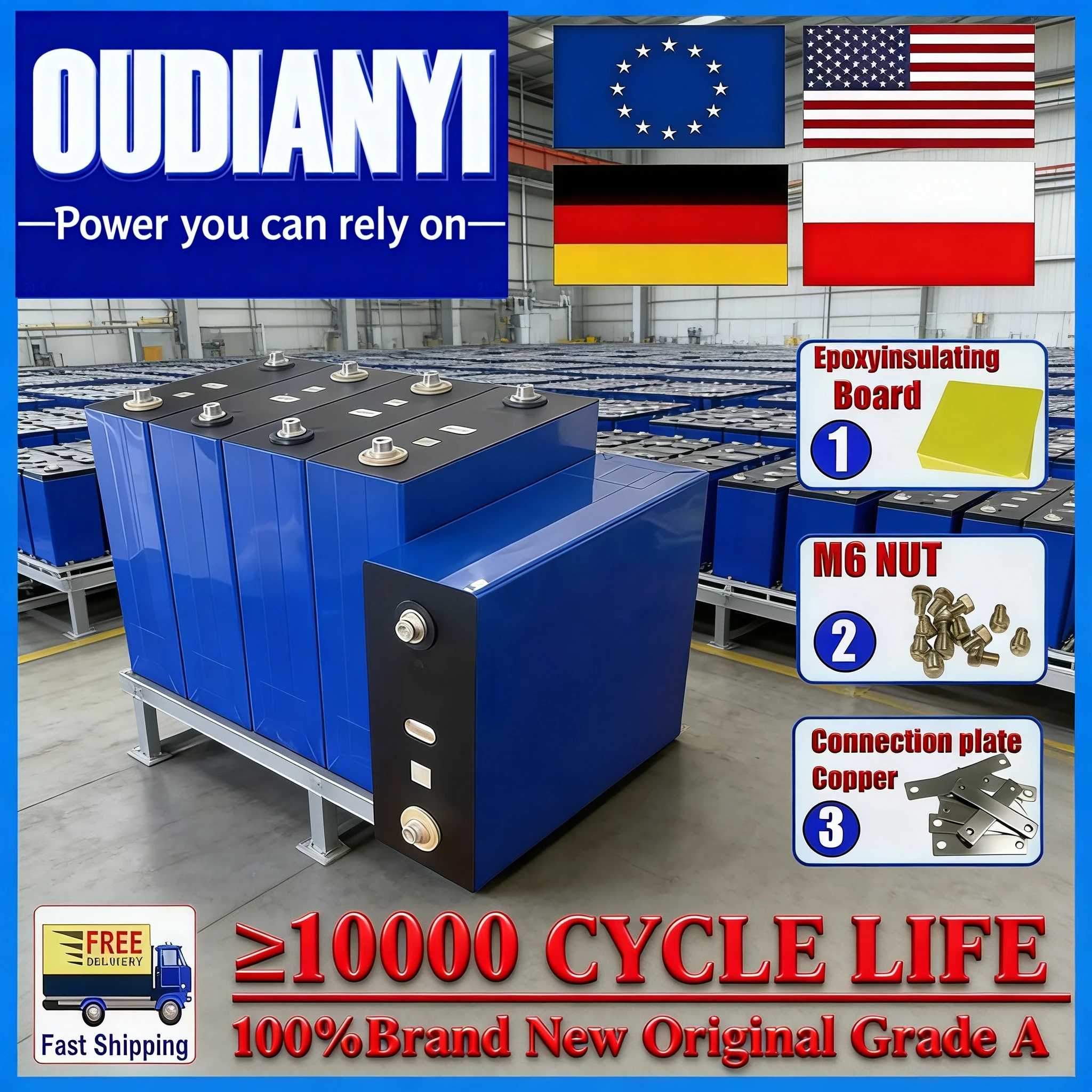 

【Duty-free】 3.2V LiFePO4 Battery - 105Ah 280Ah 304Ah 314Ah - Perfect for Energy Storage - Ideal for Solar/EV/Backup Power