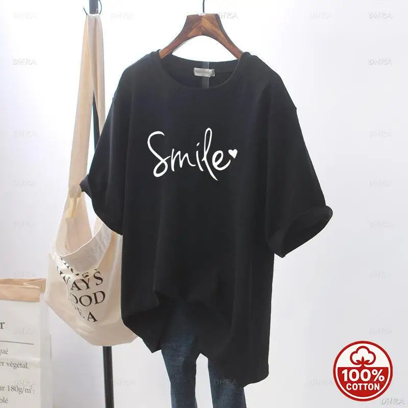 T-Shirt Minimalist Handwritten Graphic Print Casual Crew Neck Tee