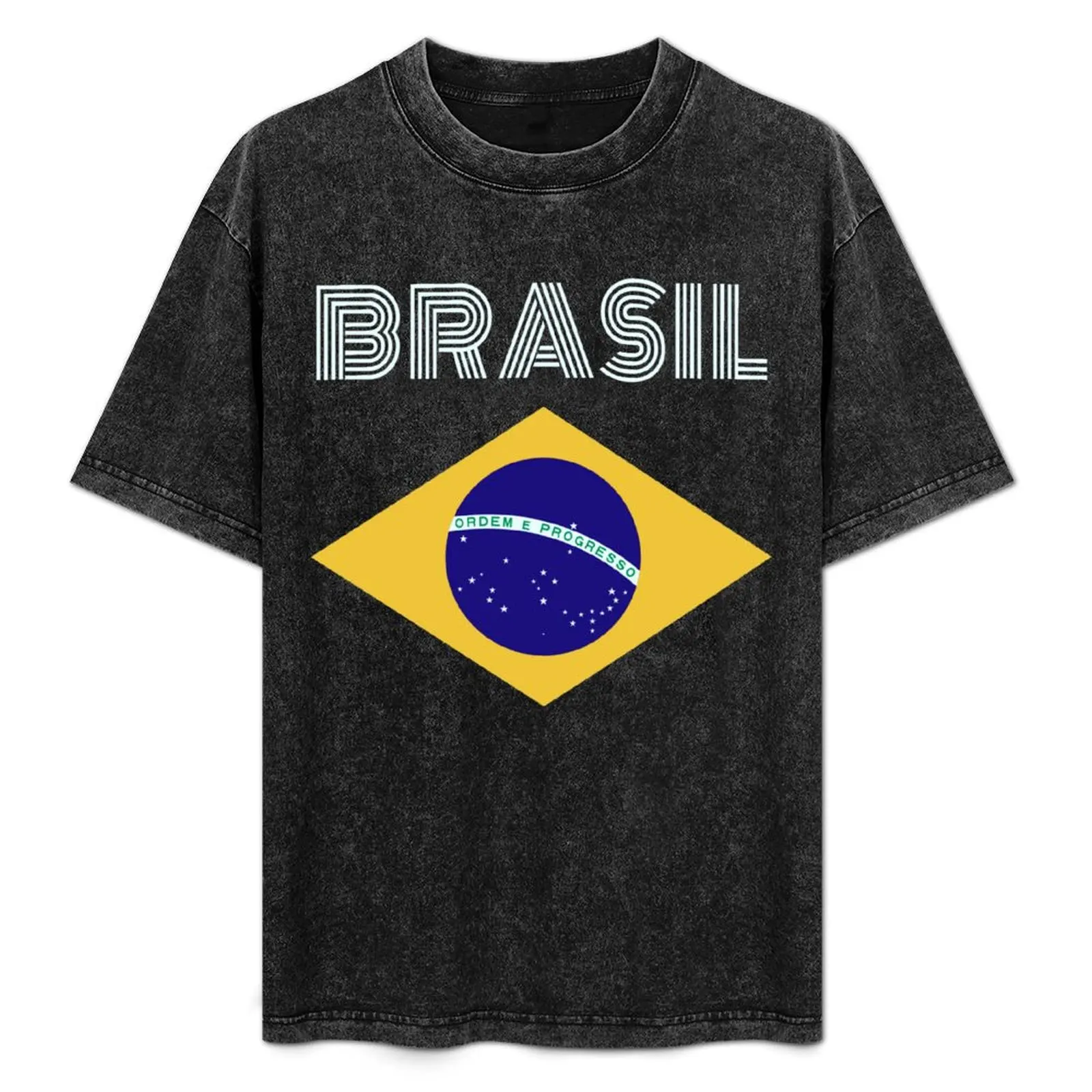 البرازيل - علم البرازيل - Bandeira do البرازيل تي شيرت الملابس الجرافيك تي شيرت خمر شخصيات كرتونية المجهزة تي شيرت للرجال
