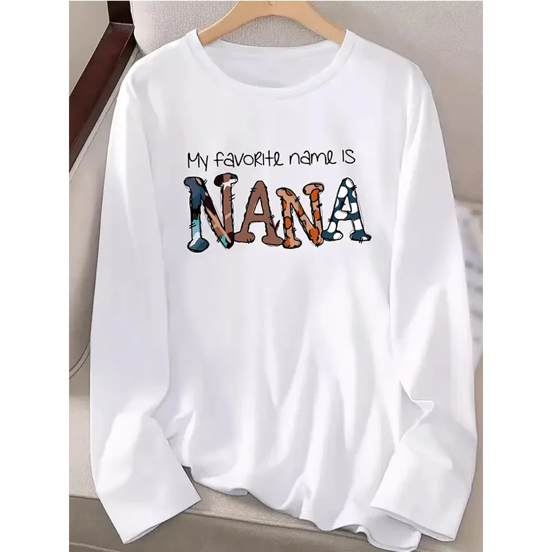 트렌디한 나나 프린트 여성용 크루넥 긴팔 티셔츠 여성용 사계절 빈티지 그래픽 티셔츠 90년대 Y2K 티셔츠 스웨터 의류