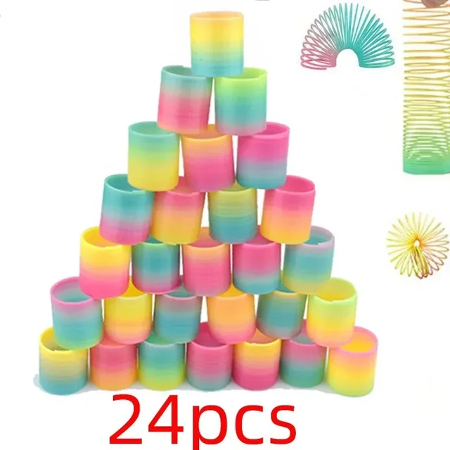 24 szt. Tęczowe magiczne sprężyny koło zabawki dla dzieci upominki na przyjęcie urodzinowe goście upominki małe upominki Pinata wypełniacze elastyczna zabawna zabawka
