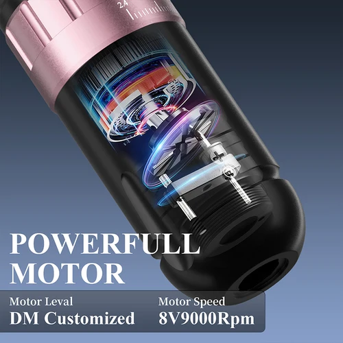 Imagen 2 del producto DM Venom-máquina de tatuaje de carrera ajustable inalámbrica, carrera ajustable de 2,4-4,2mm con batería potente de pantalla a Color de 2300mAh