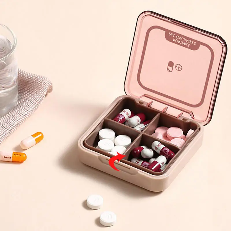 علبة حبوب منع الحمل الصغيرة للسفر، منظم تخزين الأدوية، موزع أقراص الأدوية، صندوق حبوب منع الحمل الشبكي المستقل، صندوق معالجة الصيد