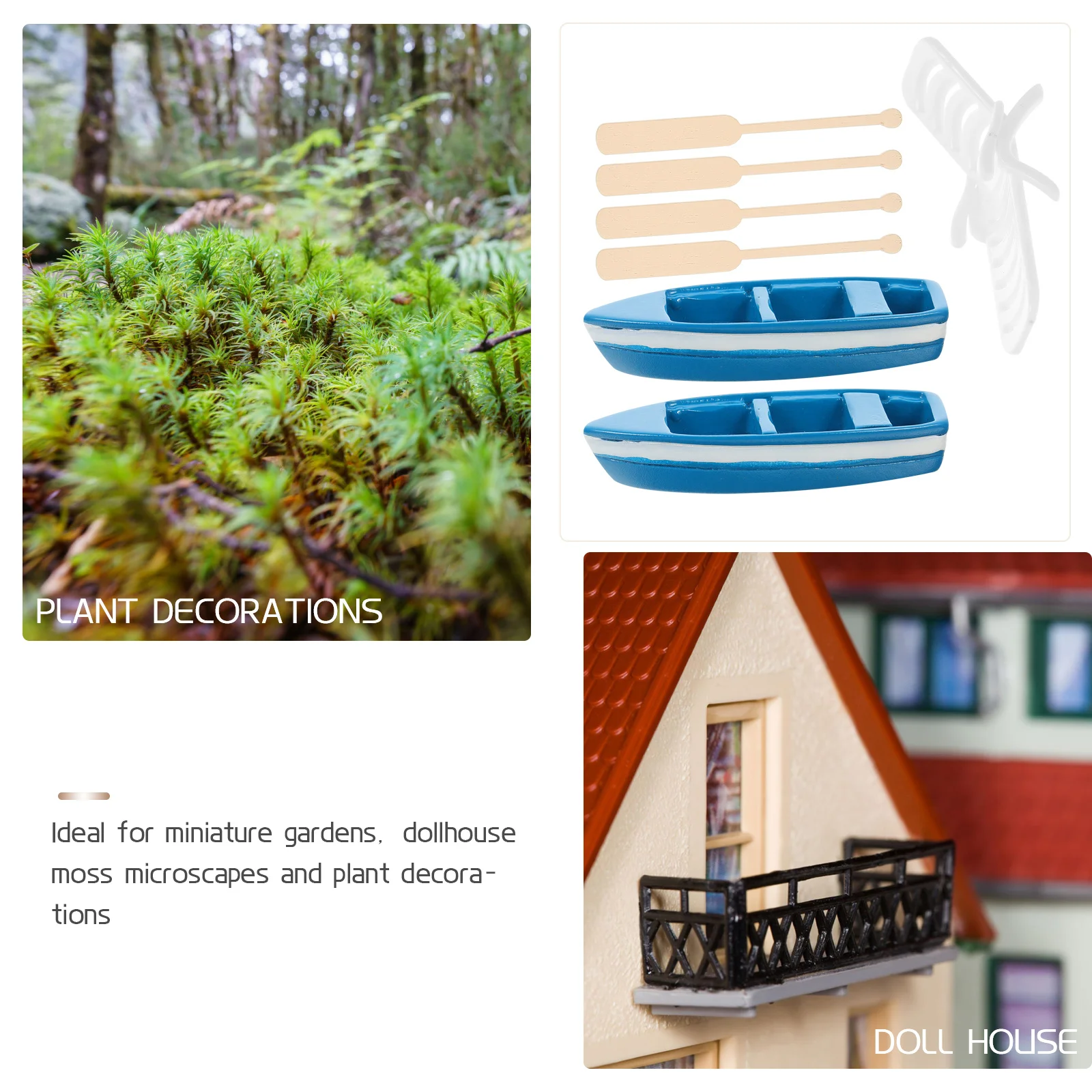 

1Set Miniature Beach Decorations Beach Style Chair Boat Ornaments Desktop Dollhouse Sandbox Accessories Micro Landscape Decors