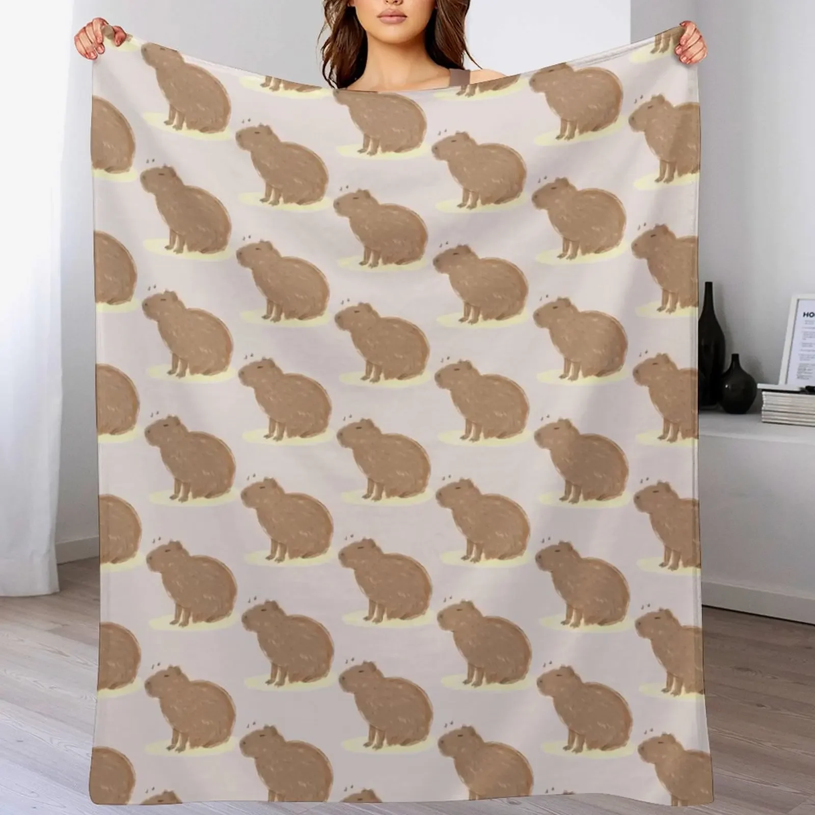 

Capybara Throw Blanket Cute Plaid For Sofa Thin Beach Heavy Blankets