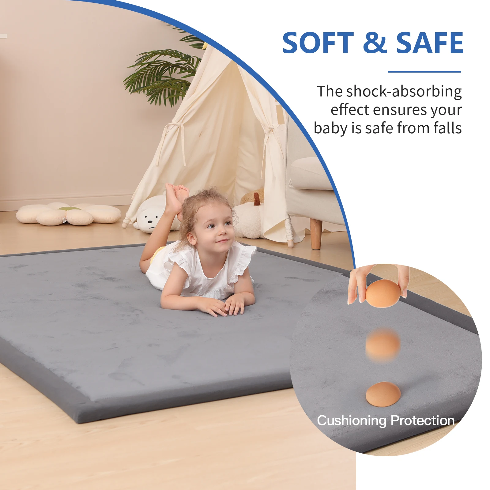 Huloosleep 4-Farben Baby Krabbel-Spielmatten, rutschfest, dick, weicher Schaumstoff, Baby-Aktivität, Fitnessstudio, Teppich, Babyspiel, Kinder-Sicherheitsteppich