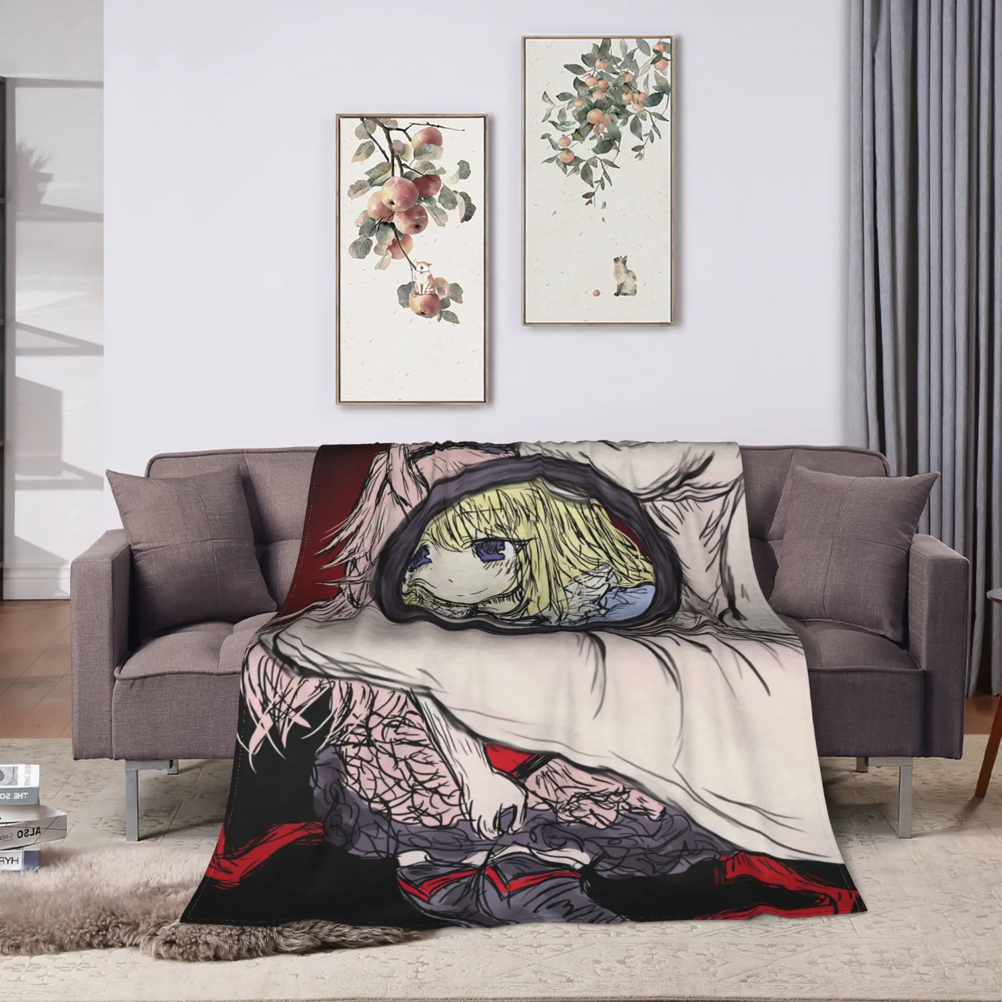 Super Warm Blanket Airplane Travel Game Black Souls Throw Blanket  Flannel Bedspread For Outdoor Street Trend Sofa Bed Cover