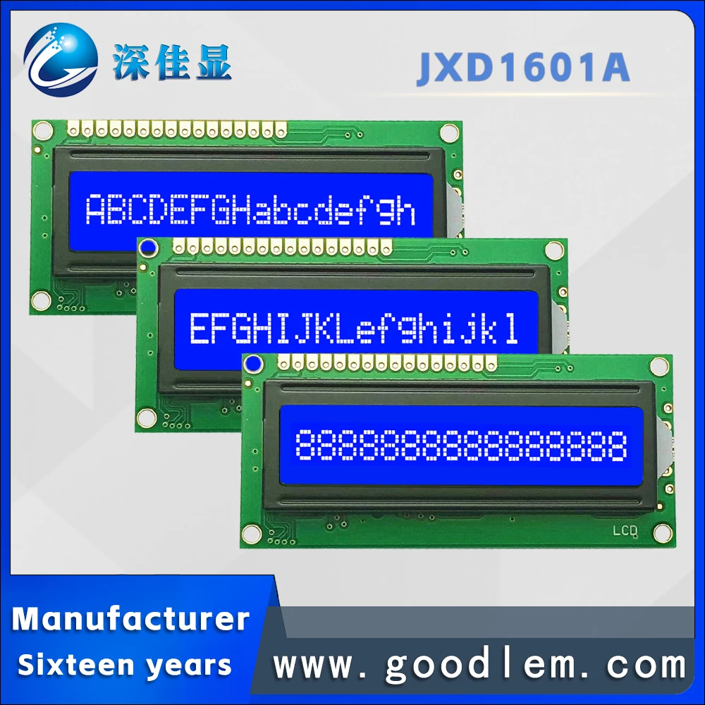 

Industrial grade 16X1 row Character type lcd screen display JXD1601A STN Blue Negative lattice display module With backlight