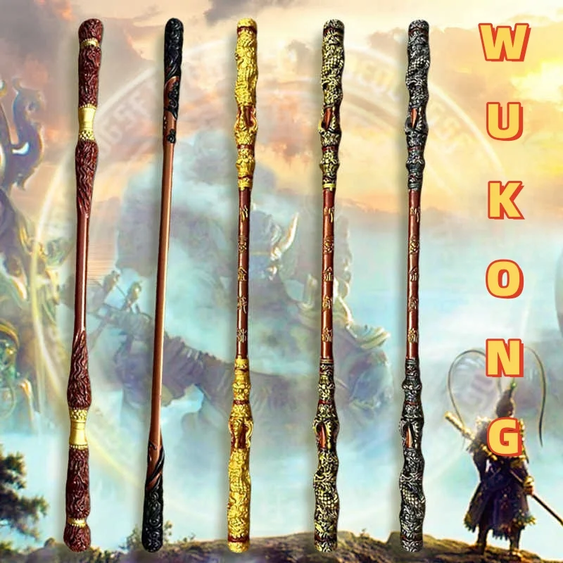 70in Sun Wukong Inspired Golden Staff PU Black Myth Weapon Cudgel Real Full Size Japanese Katana Samurai Sword Cosplay Accessory