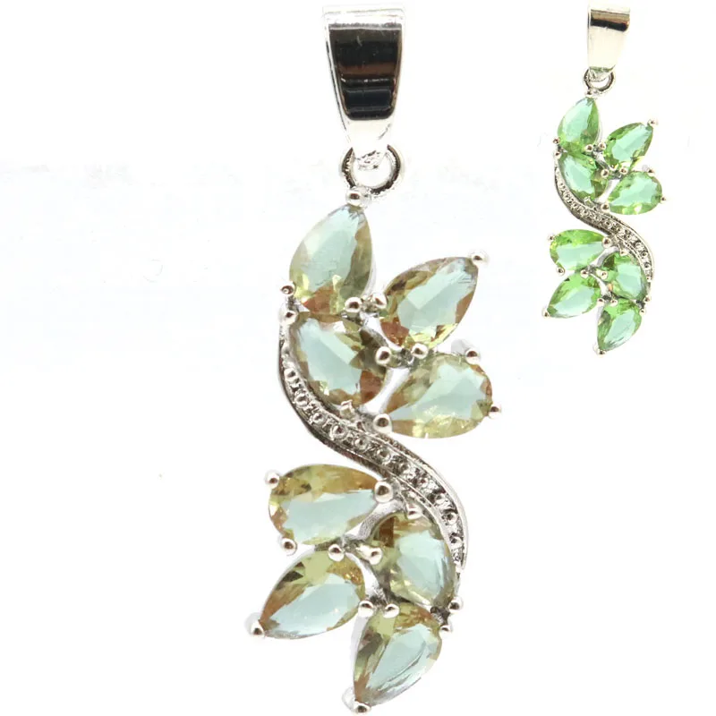 

35x12mm Elegant created Color Changing Alexandrite Topaz Zultanite Real Red Ruby White CZ Woman's Gift Silver plated Pendant