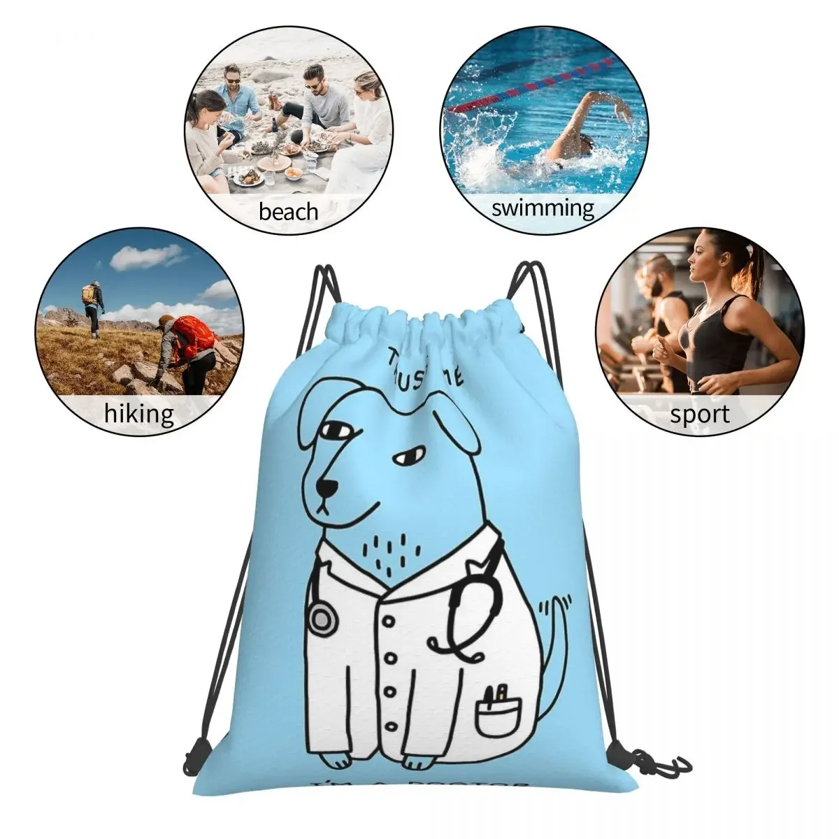 Dogtor Backpacks Multi-function Portable Drawstring Bags Drawstring Bundle Pocket Sports Bag BookBag For Travel Students