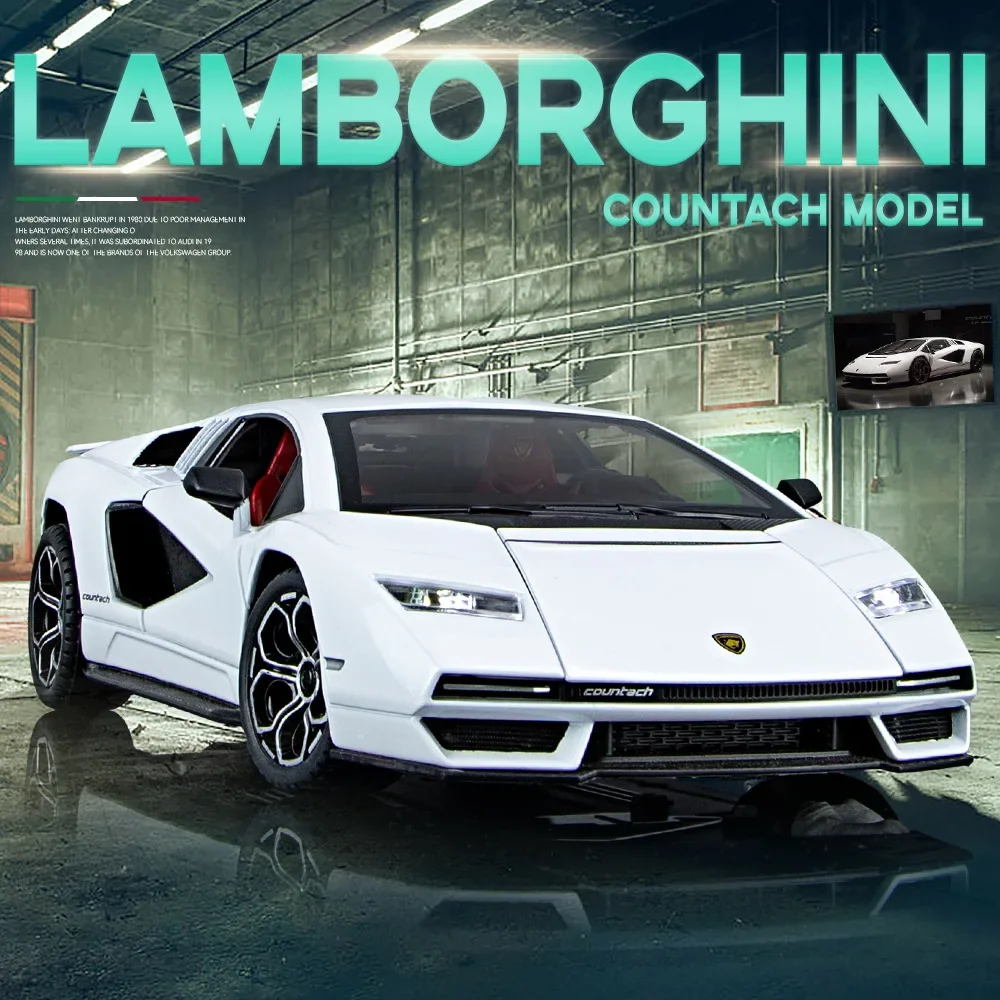 1:24 Lamborghini Countach LPI 800-4 Simulation Diecast Metal Alloy Model car Sound Light Pull Back Collection Kids Toy Gifts